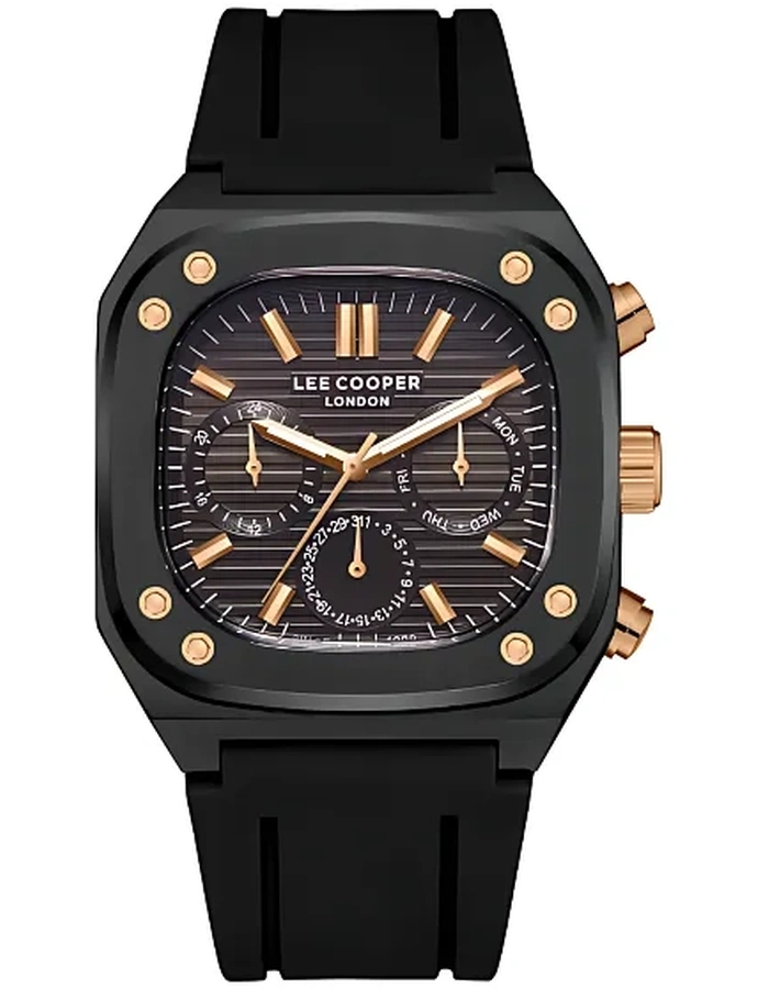 Lee Cooper Orologio Elegante Uomo HERBERT LC08062.657 - Cronografo Multifunzione, Cinturino In Silicone, 42mm