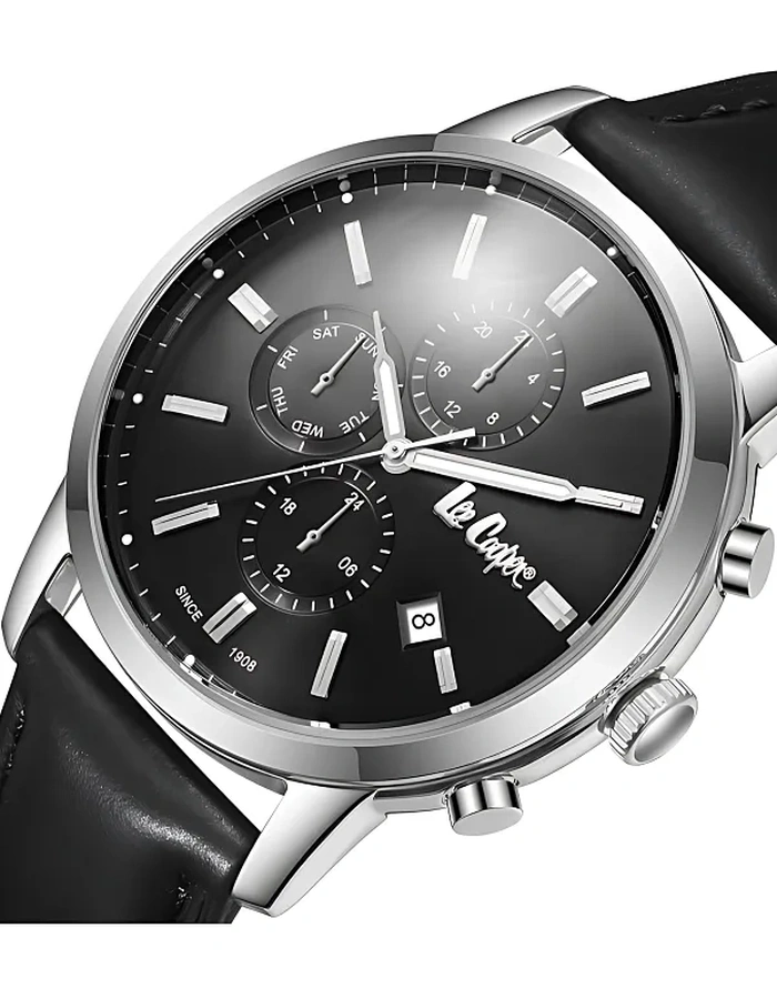 LEE COOPER Orologio Da Uomo Multifunzione - Quadrante Nero, Cassa In Acciaio 43mm, Movimento Al Quarzo, LC07465.351